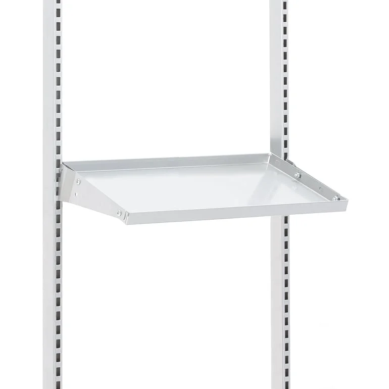 Vinklet stålhylle til arbeidsbord, 645x300 mm