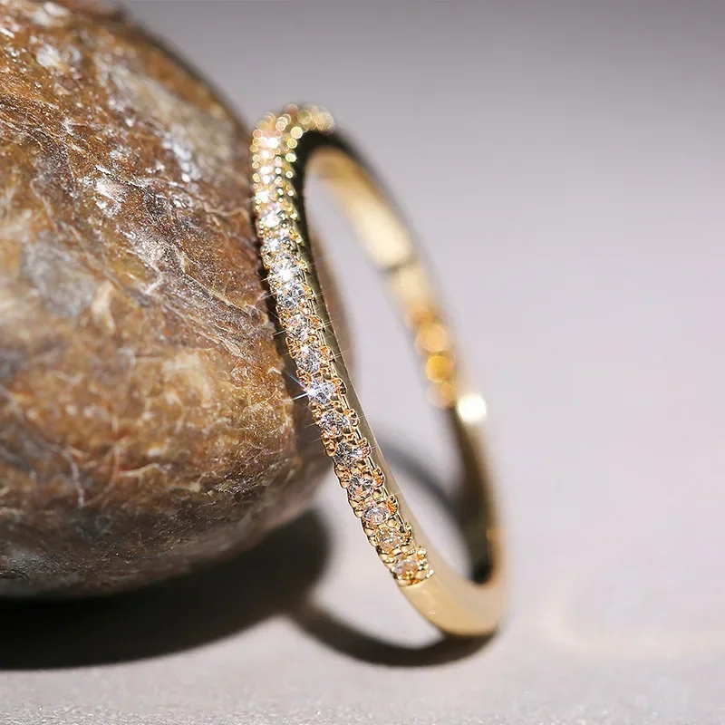AliExpress - Huitan Neue Minimalistische Dünne Ringe für Frauen Hochzeit Brillante Kubikzircon Hohe Qualität Vielseitig Weibliche Finger Ring Schmuck