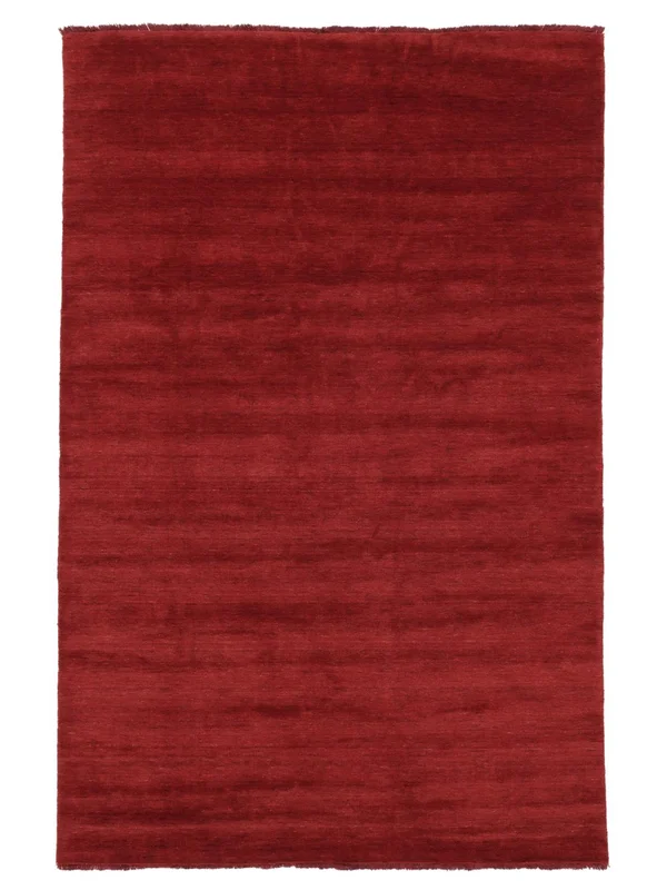 Eén Kleur Klein Handloom Fringes Vloerkleed - Donkerrood 100X160 Wol, In Moderne Stijl