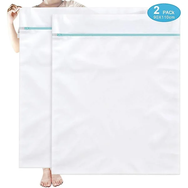 Stor vaskepose Vaskepose XXL 90x110cm 2-pak Vaskeposer Genanvendelige Vaskeposer med lynlås Store til Vaskeposer Vaskepose Vaskemaskine