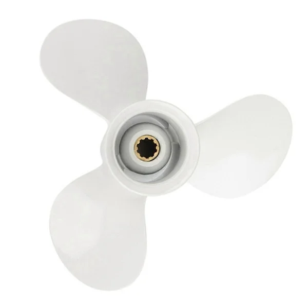 664-45952-00-EL 9 7/8 x 14 Aluminium Båd Påhængsmotor Propel Kompatibel med 20-30HK Hvid 10 Spline Tand 3 Blad-Perfet