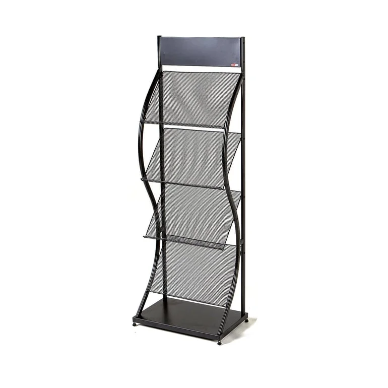 Wave leaflet rack, 4 x A3, black