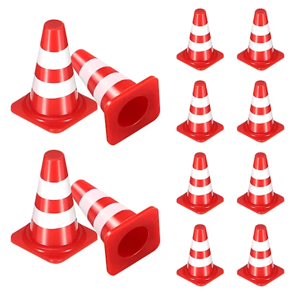 50 stk. Mini Vejblokke Plastik Trafikkegler Miniature Trafiktegn Simulerede Sikkerhedskegler til Børn