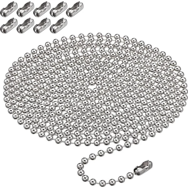 Pärlkedja, metallförlängning för rullgardiner, silver, 4,5 mm, 150 cm