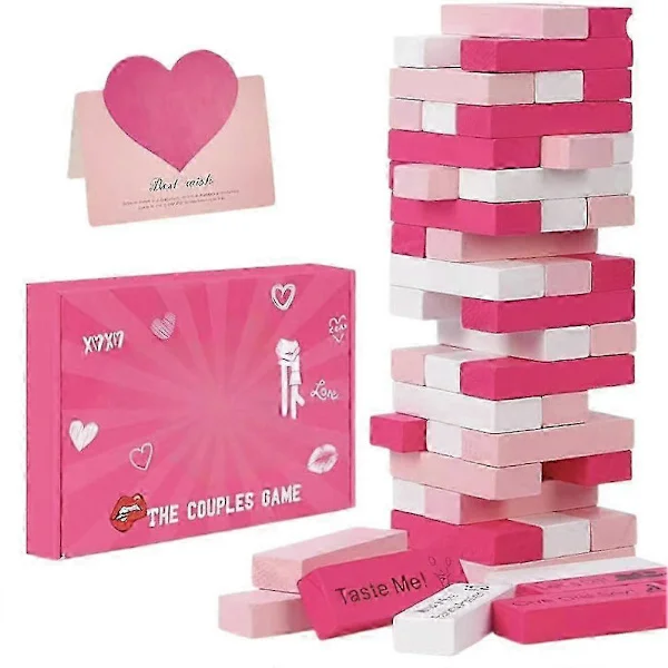 54 st Super Naughty Block Tower för par, vuxna, Valentine Tumbling Tower 2025