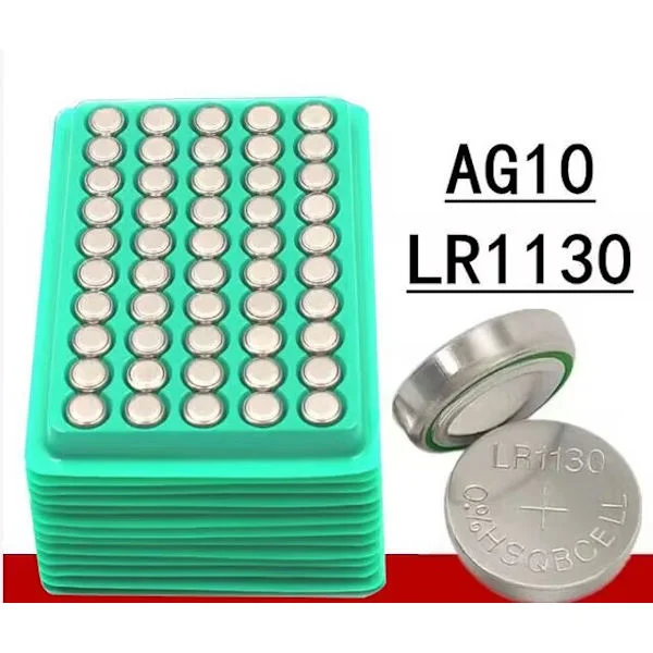 [LLC] 100 stk. LR1130 Knappcellebatterier AG10 Miljøvennlige Lysende Leker LR54 Klokkeelektronikk 1.55V Sink Mangandioksid Batteri