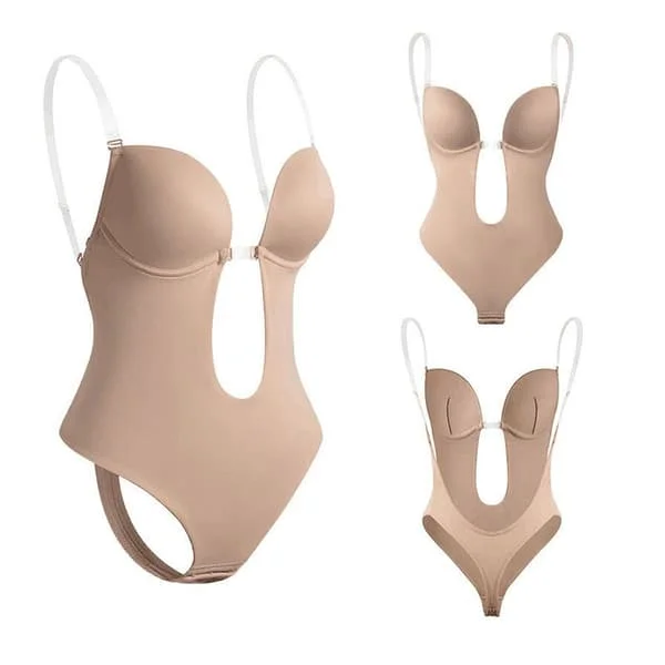 Rygglös Shapewear Dam Djup V-ringad Bodysuit Osynlig Kroppsformare