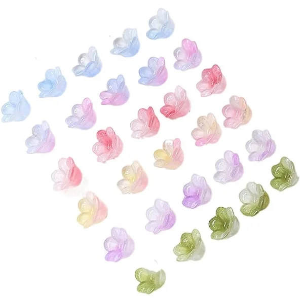 100 pcs 12x7mm Bellflower Glass Beads Trumpet Flower Beads Mixed