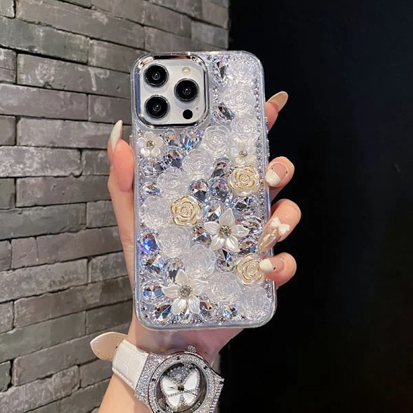 iPhone Mobilskal - Diamantrosblomma Telefonfodral Skal iPhone XR