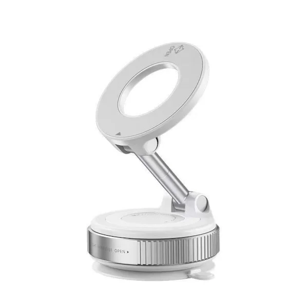 Magnetisk bilhållare för mobil – N52 stark magnet med vakuumsugande spegelbas, treaxeljusterbar, 360° rotation, 180° vändbar sugkopp och fällbar ABS-f