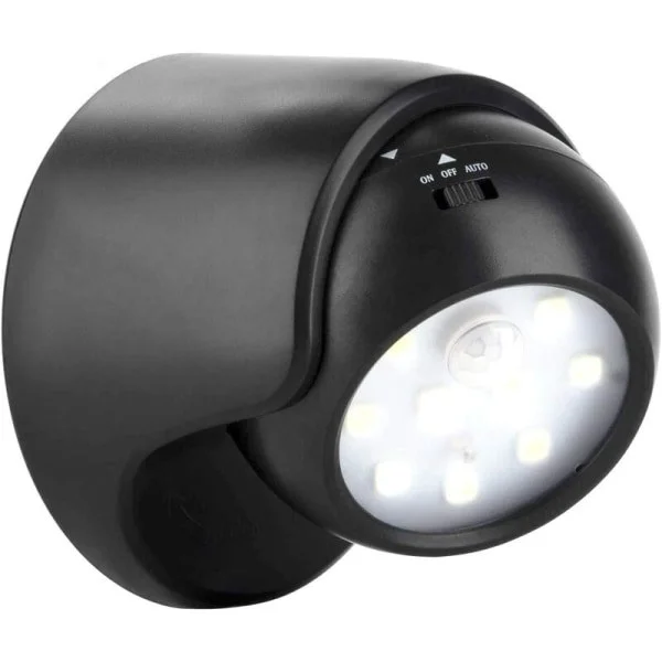 Utomhusvägglampa med rörelsesensor | 1000 Lumen LED-belysning utomhus | Batteridriven sladdlös belysning | 360 graders rotation och lutning [ZHE]
