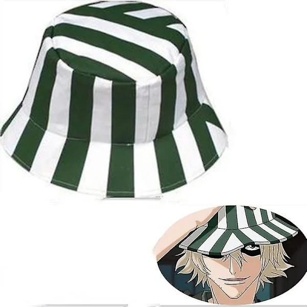 Anime Bleach Urahara Kisuke Cosplay Hat Cap Dome Grøn Og Hvid Stribet Sommer Cool Hat Vandmelon Hat