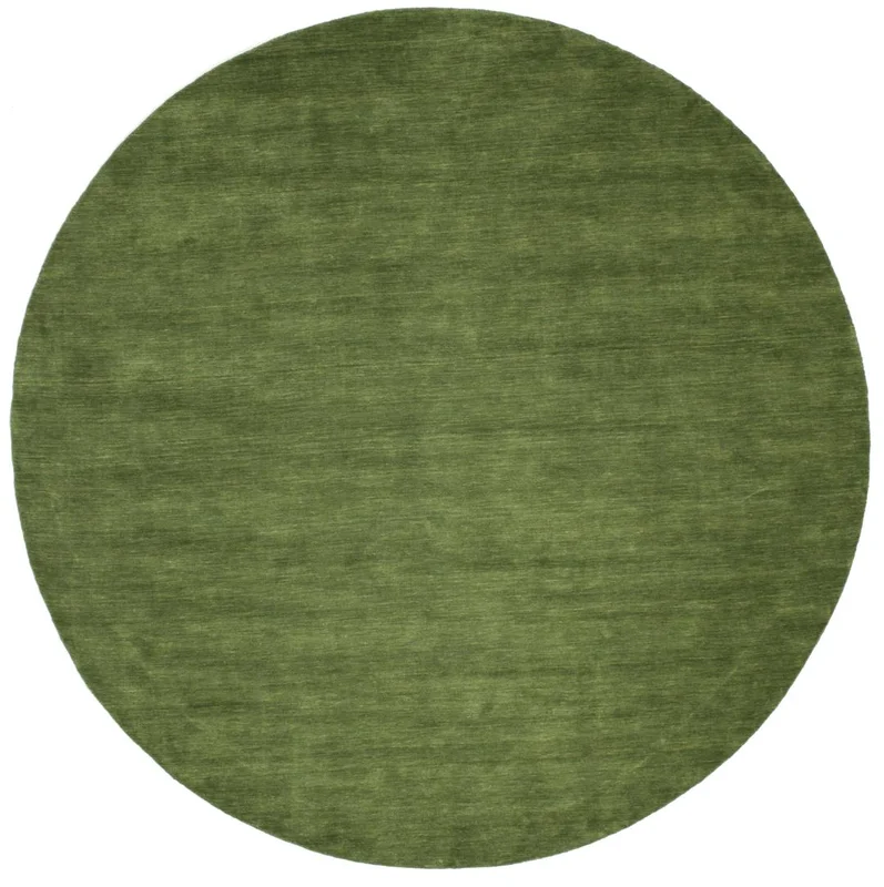 Cor Única Pequeno Handloom Tapete - Verde Ø 100 Lã