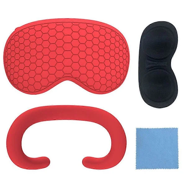 Silikonögonmaskkit, dammtätt skyddsfodral för VR-headset, kompatibelt med Vision Pro, rött