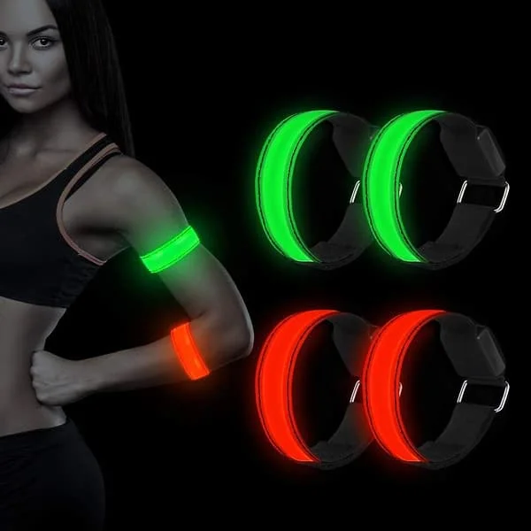 LED-armband, 4-pack reflekterande LED-ljusarmband, ljusband, barns nattlampa för löpning, jogging, hundpromenader, löpning, utomhussporter