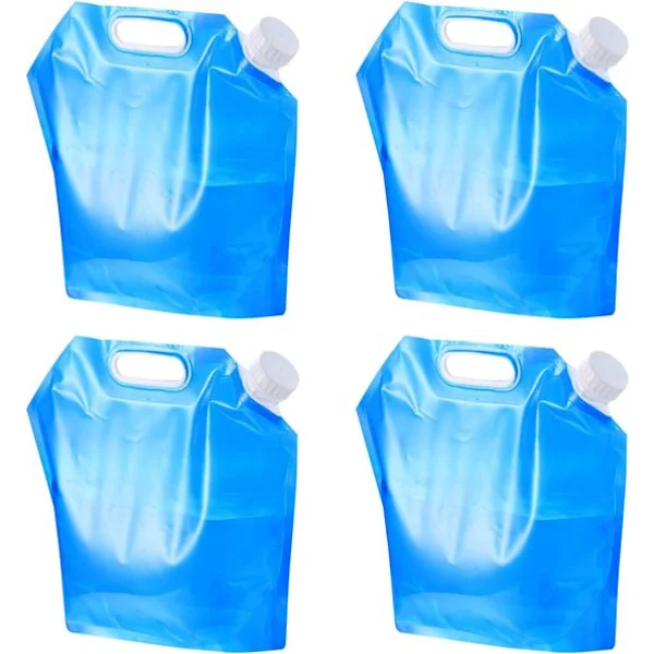 Sammenklappelig vanddunk - 4 stk. - 5 liter - camping vanddunk, sammenklappelig, vandreservoir til udendørs, camping, festival, vandpose
