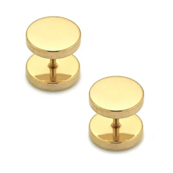 2-pack Fake Plug Fake Stretch Örhänge Piercing Smycken Guld – 10mm