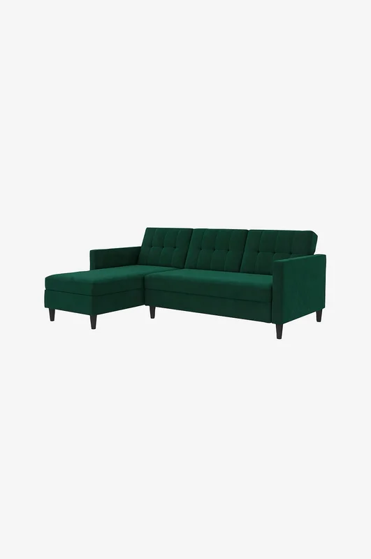 Dorel Home - 3-personers sovesofa med chaiselong Hartford - Grøn - Sovesofaer - Fra Homeroom