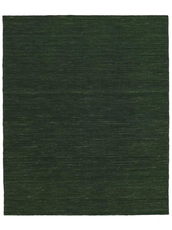 Plain (Single Colored) Large Handloom Flat Rug - Forest Green 250X300 Wool, Classic Style