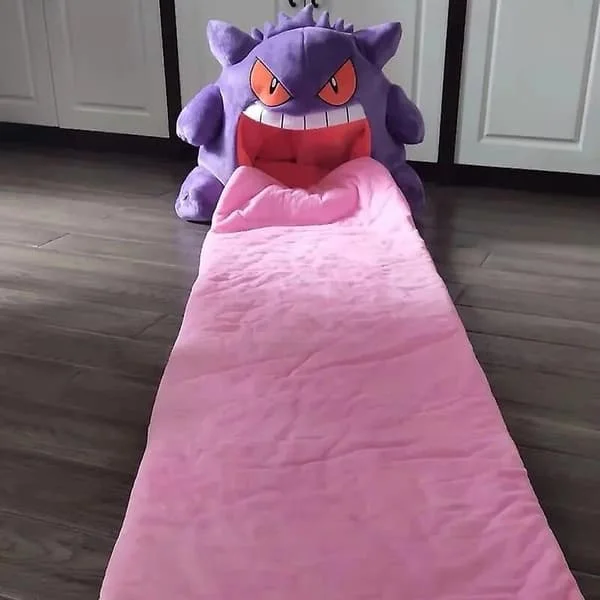 Sarjakuva Gengar Tongue Sleeping Pat Sleep Pillow, Dual Purpose Nap Blanket