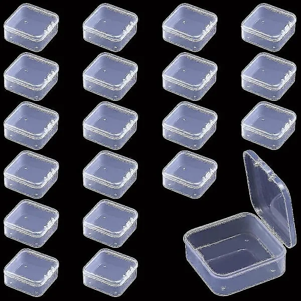 20 Små Gjennomsiktige Plastbokser Plastbokser Med Firkantet Lokk Mini Gjennomsiktig Plastboks Små Plastbeholdere For Perler,