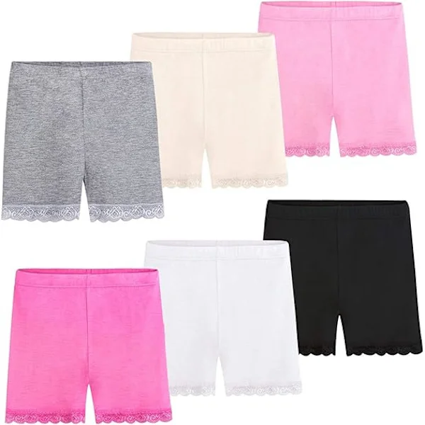 Cykeltights flickor svarta dans PE shorts barn med spetskant sport 2-10 år 6-pack 4-5 år