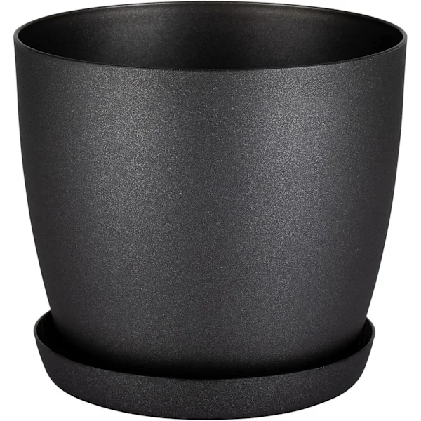 Vita hageornamenter hvite potter med skåler - Blomsterpotter utendørs med matt overflate og plantebrett - Potter med skåler Black-FS-