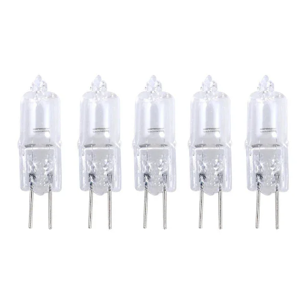 G4 Bi Pin Halogenlampor 5W 12V Varmvit 2900K Glas för Skåpbelysning Ljuskrona Spotlight, 5-pack