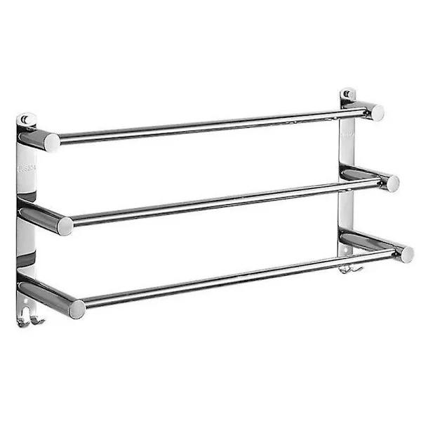 Utdragbar Handduksställning 43-75cm Rostfritt Stål Ingen Borrning Handduksställ Vägg Hylla Lämplig för Badrum Kök Handduksställ (Silver 3 Lager)