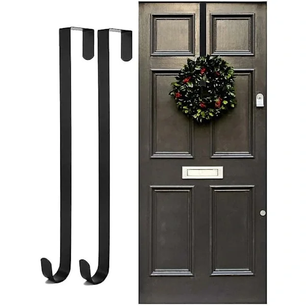 Wreath Hanger Door Hook for Christmas Door, 2-pack Metal Wreath Holder, Wreath Hanger for Front Door, Christmas Wreath Hanger Over Door Holder