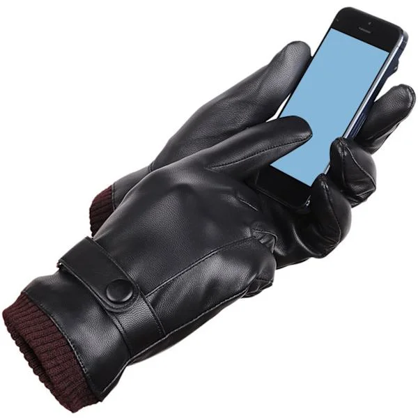 1 Pair Winter Gloves Touch Screen Leather Soft Padding for Outdoor Activities Running for Men Women