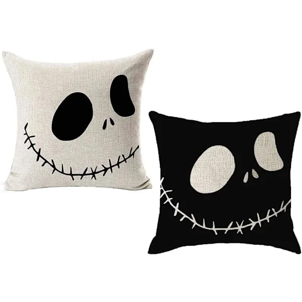 Painajainen ennen joulua Puuvilla Pellava Neliönmuotoinen Tyynyliina Koristeellinen Tyynyliina Tyynyliina Sohvalle 18"X18" Halloween Päiväpeitto