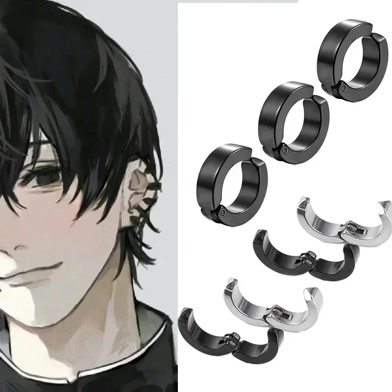AliExpress - 2 pièces Anime tronçonneuse homme Yoshida Hirofumi Cosplay oreille pince boucles d'oreilles femmes hommes Punk noir non percé faux 