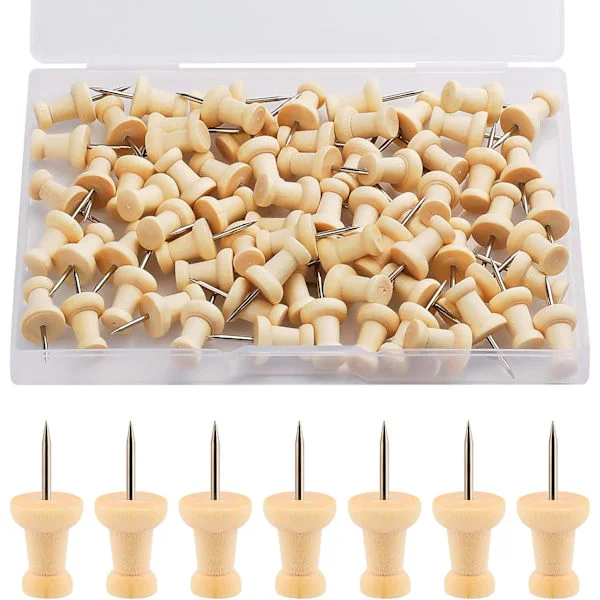 100 Stykker Træ Push Pins Kortnåle Markeringspinde Kort Push Pins wi