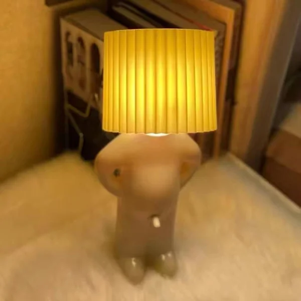 Kreativ Lampe Slem Gutt Sjenert Mann Liten Nattlampe - Hjemmeinnredning - EU-kontakt - Gul