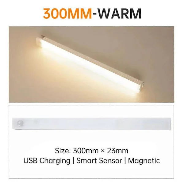 Rörelsesensor Trådlös Underskåp Garderob Lampa Kök Bänk LED Nattlampa 300mm 12 tum Varmvit 300mm12 tum Varmvit