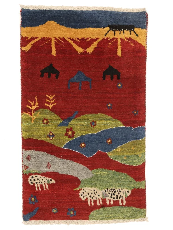 Hand Knotted Gabbeh Rug 57X65 Oriental Wool Dark Red/Black Small