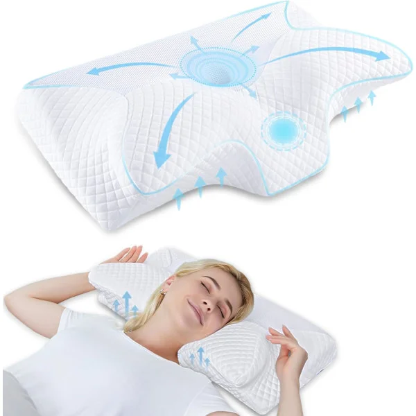 Cervikal Memory Foam-kudde, Ortopedisk Nackstödskudde, Ergonomiska Kuddar för Sido- och Ryggsovare