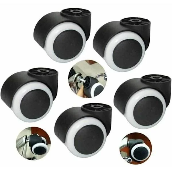5 Pcs Stemless Wheels, 50mm Rubber Wheels for Office Chair, Replacement Wheels for Swivel Chair, Furniture Casters, for Office Chair