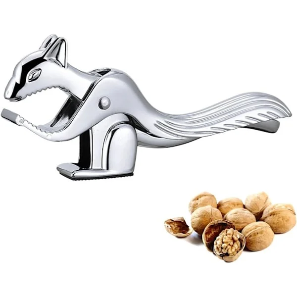 Ekorrformad Nötkrackare - Kraftig Zinklegering med Halkfritt Grepp, för Valnötter, Mandlar, Paranötter & Kastanjer (Silver)