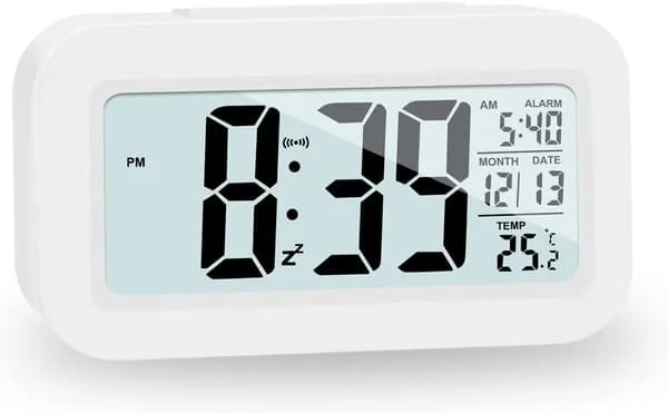 LCD Digital Väckarklocka, Smart Digital Väckarklocka med Temperaturdata Snooze, Resebordsklocka för Familjekontor Vardagsrum
