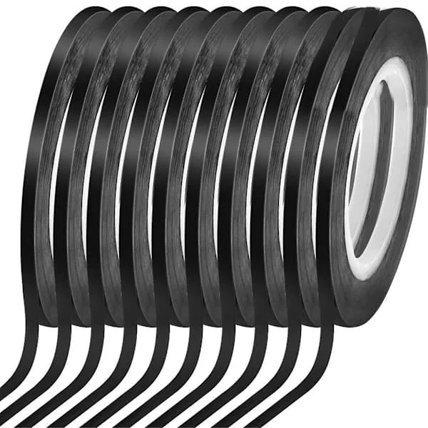 10 ruller 1/8 Whiteboard-tape Tynn Whiteboard-tape Linjer Pinstripe Tørrslettetavle Kunsttape Elektrikerteip, Svart