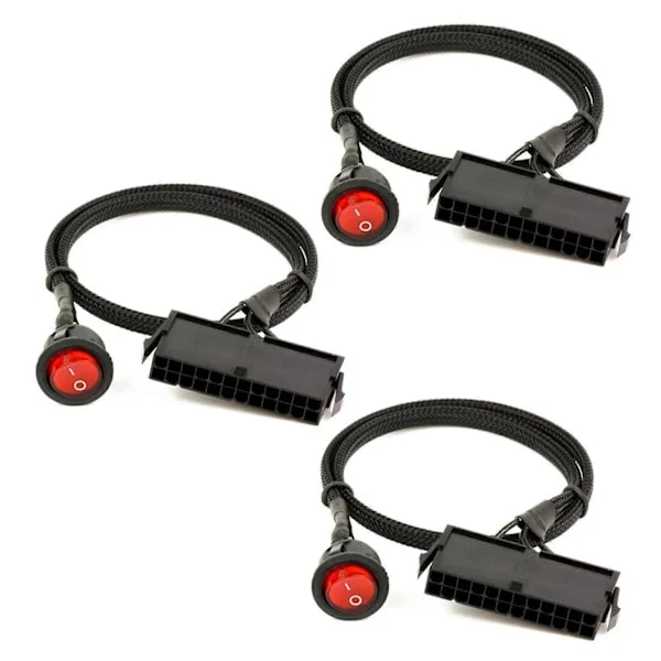 3X 24-Pin Hona ATX PSU PC Strömförsörjning Startmotor Testare Start Jumper Ridge Kabel med ON/OFF Swi.pa