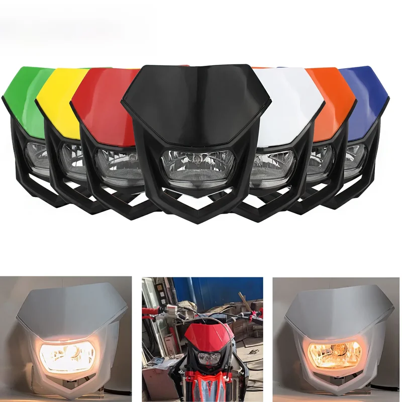 AliExpress - Pour KTM Moto Moto phare plaque masque Enduro Motocross halogène phare pour Honda Yamaha Kawasaki Suzuki pièces modifiées