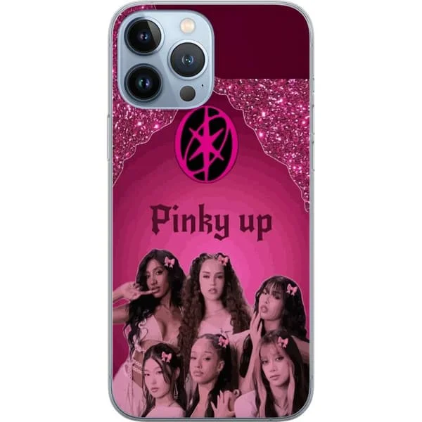 Kompatibelt Mobildeksel til Apple iPhone 13 Pro Max Katseye Pinky Up med rosa toner, glitrende detaljer og trendy gruppe motiv for fans av moderne po