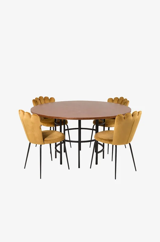 Furniture Fashion - Spisebord Copenhagen med 4 Limhamn stole - Guld - Spiseborde - Fra Homeroom