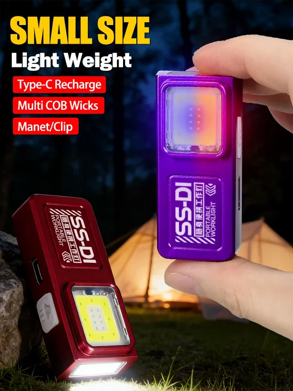 AliExpress - Mini lampe torche LED COB puissante, rechargeable par USB, lampe de travail suspendue, étanche, porte-clés, lampe de poche pour le 