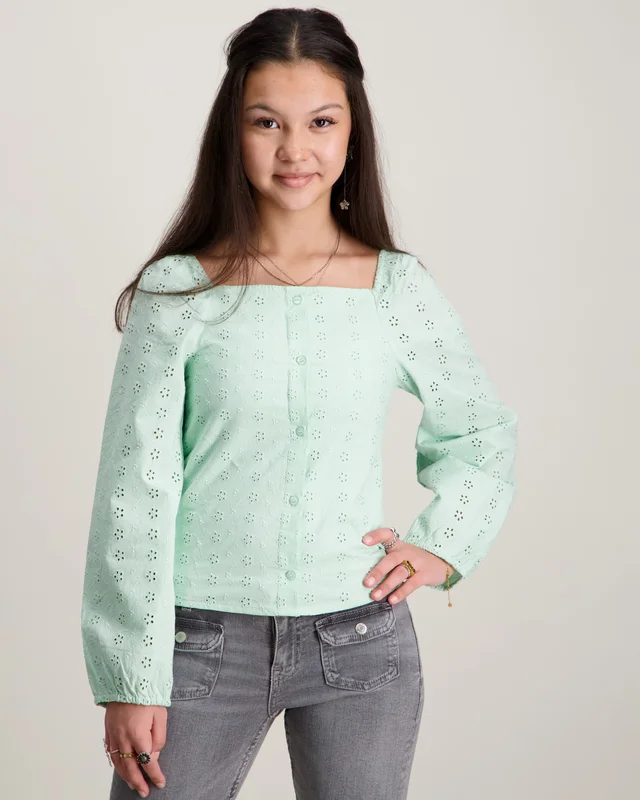 Kids ONLY KOGPILEA 3/4 EMB ANGLAISE SHIRT WVN Vihreä T-paidat Tytöt - Kids Brand Store