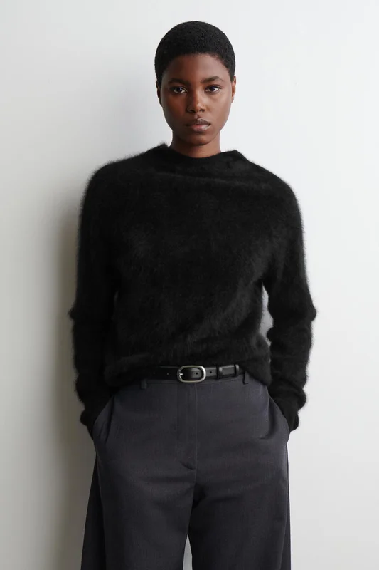 COS Women's Brushed-Cashmere Hoodie in Black