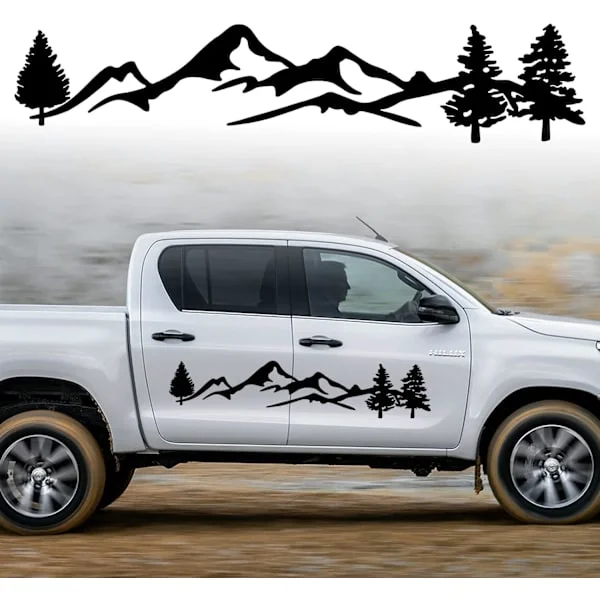 Bergsbil Huvud Dekal, Bil Dekal Grafisk Vinyl Dekal Bil Dekoration Dekal för Fordons Kaross Sida Dörr Bagageutrymme RV Off-Road SUV (Svart)